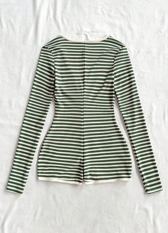 Комбинезон SHEIN комбинезон-шорты полоска зелёный кэжуал полиэстер, трикотаж