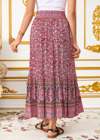 Разноцветная кэжуал "турецкие огурцы" юбка для беременных SHEIN а-силуэта (трапеция)