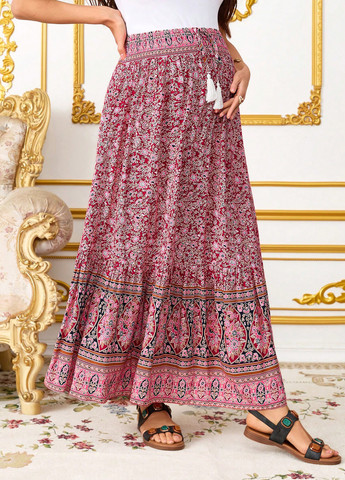 Разноцветная кэжуал "турецкие огурцы" юбка для беременных SHEIN а-силуэта (трапеция)