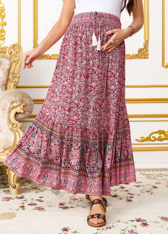 Разноцветная кэжуал "турецкие огурцы" юбка для беременных SHEIN а-силуэта (трапеция)