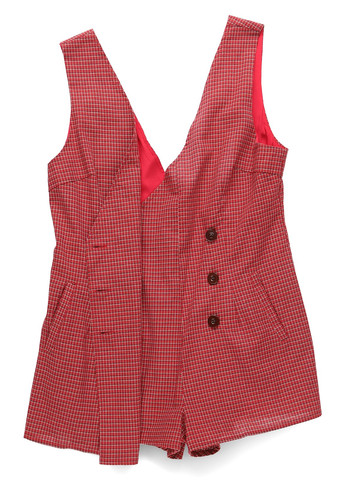 Комбінезон Honey Punch комбінезон-шорти клітинка червоний кежуал бавовна