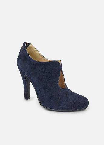 Модные туфли на каблуке женские замшевые синие Brocoli