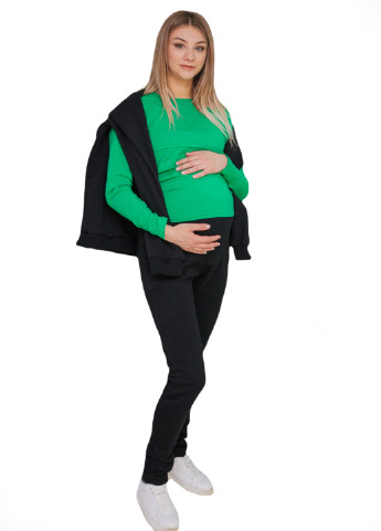650301 Утепленные лосины с регулировкой и карманами для беременных Черный HN (222538630)