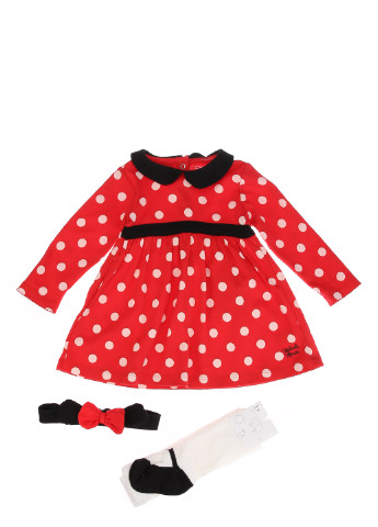 Червоний демісезонний комплект (пов'язка, плаття, колготки) Disney