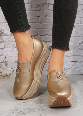 SHEIN Туфли лоферы золотой з полиуретан, искусственная кожа, китай — демисезон (322909534)