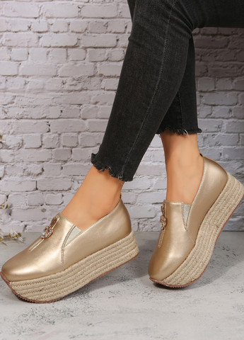 SHEIN Туфли лоферы золотой з полиуретан, искусственная кожа, китай — демисезон (322909534)