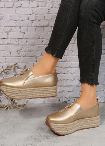 SHEIN Туфли лоферы золотой з полиуретан, искусственная кожа, китай — демисезон (322909534)
