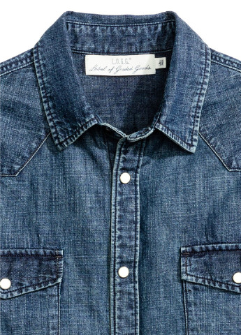 Синяя джинсовая рубашка однотонная H&M