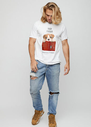 Белая футболка мужская basic /air print/ YAPPI