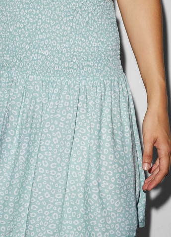 Мятная повседневная цветочной расцветки юбка C&A клешированная