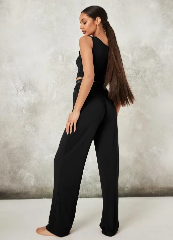 Чорний літній комплект (топ, штани) Missguided