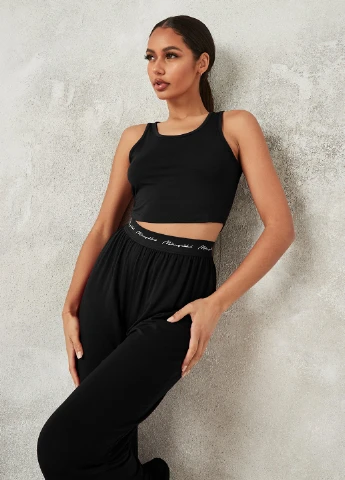 Чорний літній комплект (топ, штани) Missguided