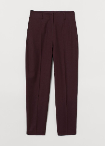 Бордовые кэжуал демисезонные укороченные, зауженные брюки H&M
