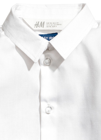 Белая классическая рубашка H&M с длинным рукавом