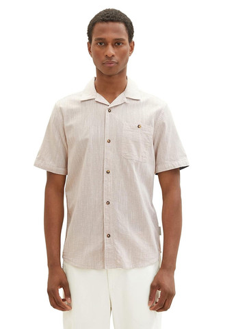 Светло-бежевая кэжуал рубашка однотонная Tom Tailor