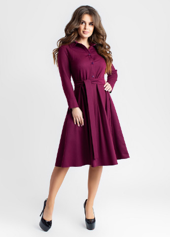 Фиолетовое кэжуал платье рубашка, клеш Modna Anka однотонное