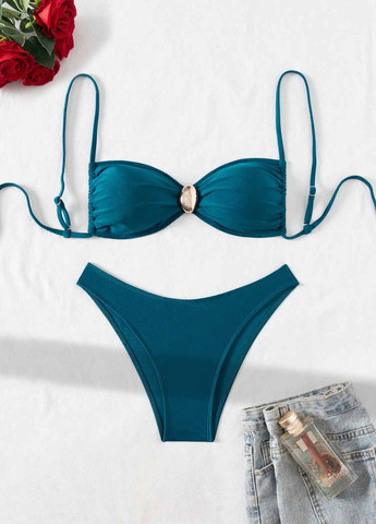 Бирюзовый летний купальник (лиф, трусики) бикини SHEIN