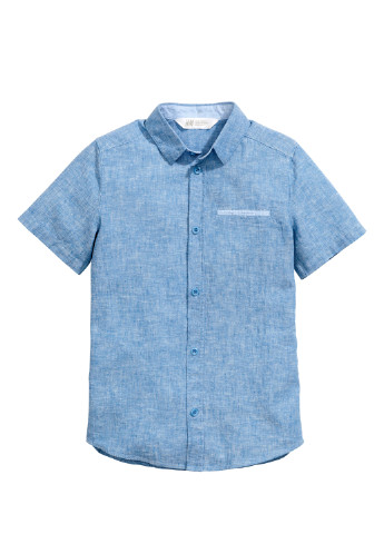 Синяя кэжуал рубашка H&M с коротким рукавом