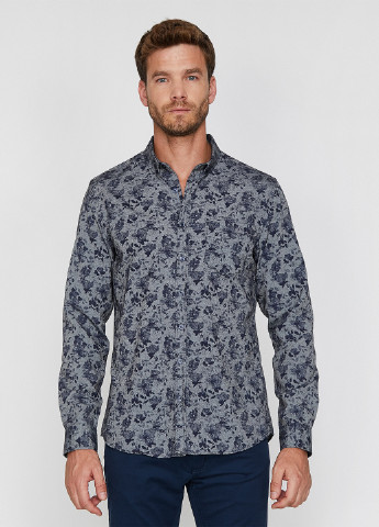Темно-синяя кэжуал рубашка с цветами KOTON