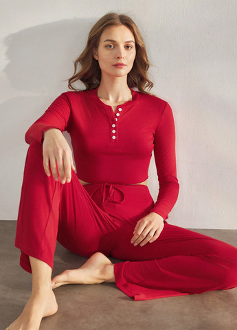 Красная всесезон пижама (топ, брюки) топ + брюки SHEIN