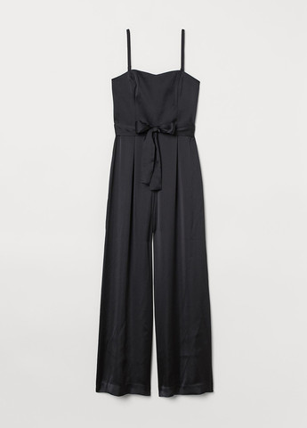 Комбінезон H&M комбинезон-брюки однотонный чёрный кэжуал полиэстер
