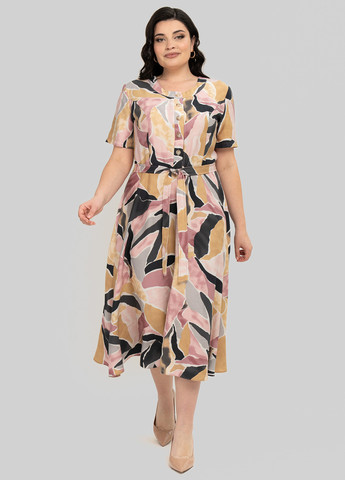 Комбинированное кэжуал платье клеш A'll Posa с абстрактным узором