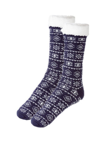 Чоловічі термо шкарпетки новорічні на хутрі Livergy сині