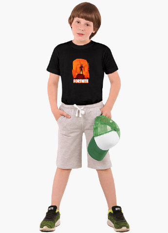 Чорна демісезонна футболка дитяча фортнайт (fortnite) (9224-1194) MobiPrint