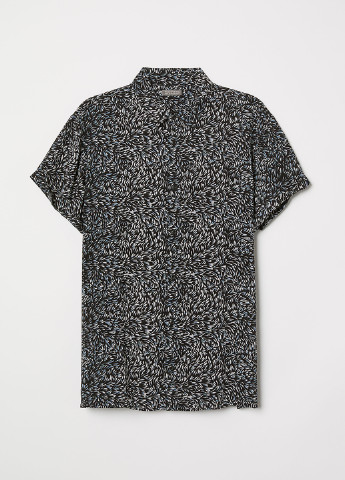 Черная кэжуал рубашка с орнаментом H&M