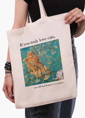 Эко сумка шоппер белая Кот Винсент Ван Гог (Vincent van Gogh Cat) (9227-2963-WT-1) 41*35 см MobiPrint (228156170)