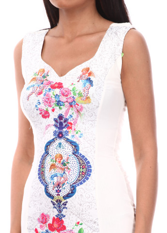 Белое кэжуал платье One She с цветочным принтом