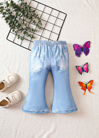 Голубые кэжуал демисезонные клеш брюки SHEIN