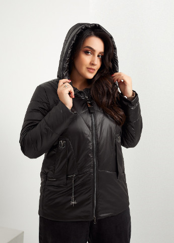 Черная демисезонная женская демисезонная куртка черная 01922 Visdeer