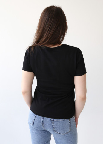 Чорна всесезон футболка жіноча чорна пряма із жирафом з коротким рукавом X-trap Прямая