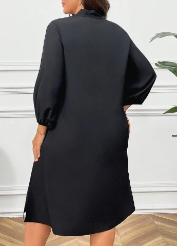 Черное кэжуал платье а-силуэт SHEIN однотонное