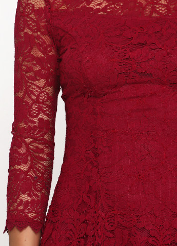 Бордовое коктейльное платье а-силуэт Francesca's фактурное