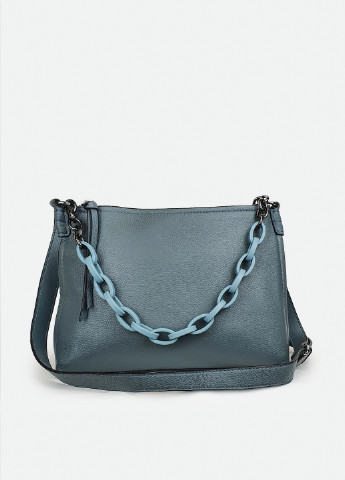 Кожаная женская сумка с цепью средняя голубая Fashion (232986057)