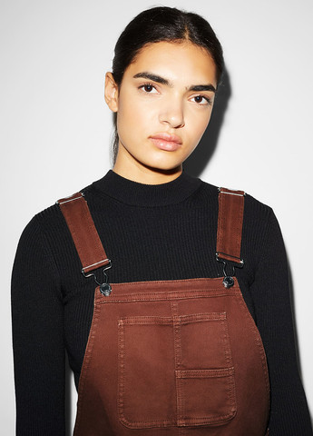 Комбинезон C&A комбинезон-брюки однотонный коричневый денил хлопок