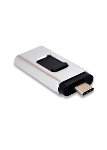 Флешка для iPhone MacBook PC flash drive 16 GB 3 в 1 USB 3.0 / Type-C / Lightning (BLK) Beluck FL16 срібні