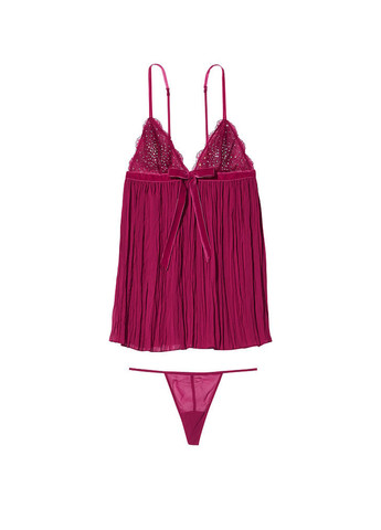 Бордовий демісезонний комплект (пеньюар, трусики) Victoria's Secret