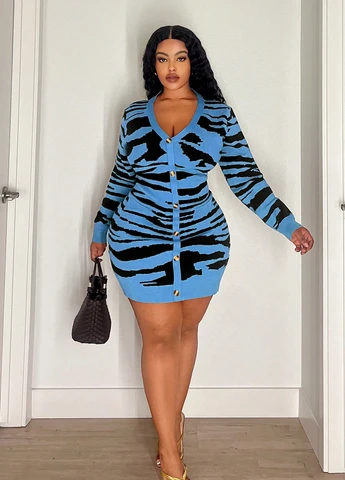 Синя кежуал сукня силуетна SHEIN тигровый