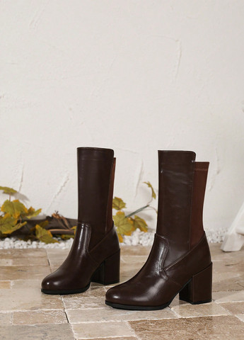 Темно-коричневые осенние полусапоги SHEIN