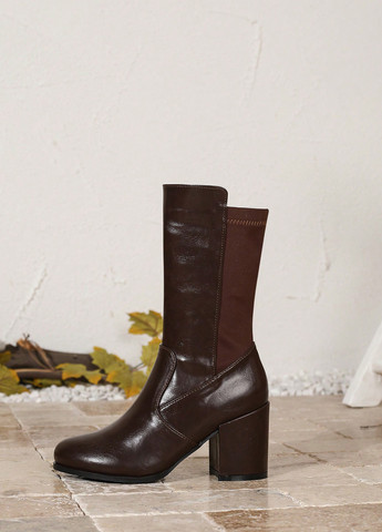 Темно-коричневые осенние полусапоги SHEIN