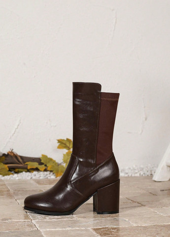 Темно-коричневые осенние полусапоги SHEIN