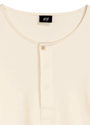 Лонгслів H&M однотонний білий кежуали бавовна, трикотаж