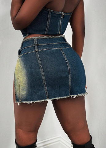 Синяя джинсовая однотонная юбка SHEIN