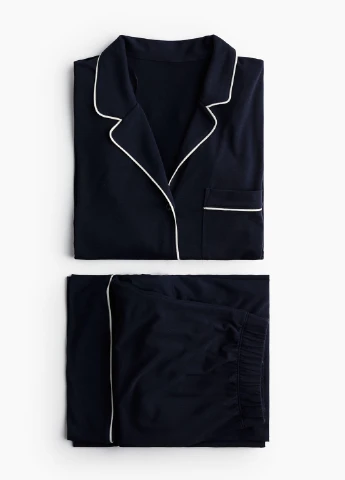Темно-синяя всесезон пижама (рубашка, брюки) рубашка + брюки H&M