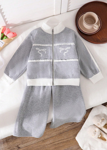 Сірий демісезонний костюм (кофта, штани) брючний SHEIN