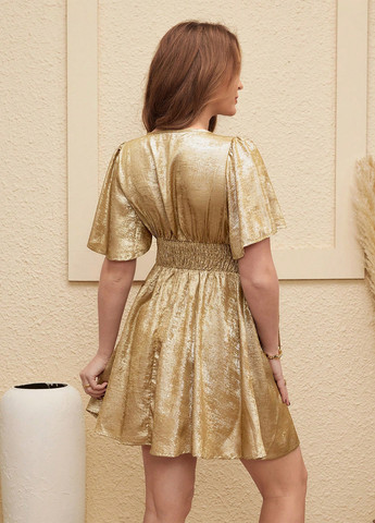 Золотистий коктейльна сукня для вагітних з спідницею-сонце, в стилі армпір SHEIN однотонна