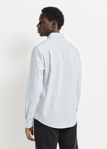 Белая классическая, кэжуал рубашка с геометрическим узором Springfield